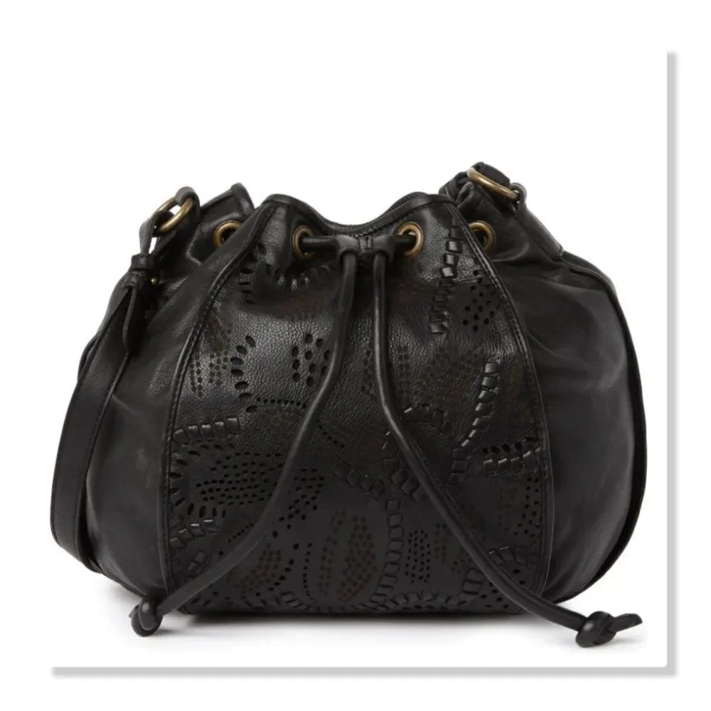 Frye Vivian Leather Bucket Bag in Black - NEW